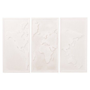 ΠΙΝΑΚΑΣ 3-ΠΤΥΧΟΣ WORLD MAP SANTORINI HM4504 MDF ΣΕ ΥΠΟΛΕΥΚΟ ΧΡΩΜΑ 180x4(πάχος)x120Υεκ.