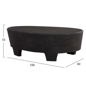 ΤΡΑΠΕΖΙ ΣΑΛΟΝΙΟΥ ΟΒΑΛ ΣΕΙΡΑ SANTORINI HM18066 MDF ΣΕ ΜΑΥΡΟ ΧΡΩΜΑ 100x60x33Υεκ.