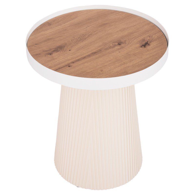 ΤΡΑΠΕΖΑΚΙ ΒΟΗΘΗΤΙΚΟ DENTON HM18023.02 MDF TOP ΦΥΣΙΚΟ ΞΥΛΟΥ-ΒΑΣΗ ΛΕΥΚΗ Φ45x51,5Υεκ.
