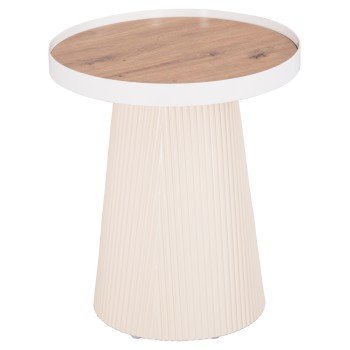 ΤΡΑΠΕΖΑΚΙ ΒΟΗΘΗΤΙΚΟ DENTON HM18023.02 MDF TOP ΦΥΣΙΚΟ ΞΥΛΟΥ-ΒΑΣΗ ΛΕΥΚΗ Φ45x51,5Υεκ.