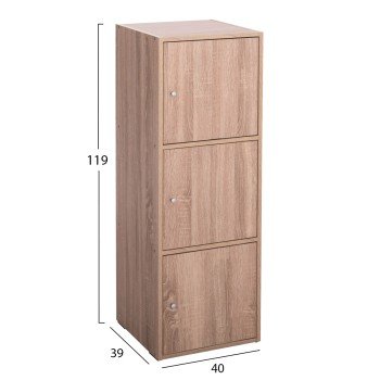 ΝΤΟΥΛΑΠΙ ΜΕ 3 ΑΠΟΘ. ΧΩΡΟΥΣ SORIANO HM9939.11 SONAMA OAK ΜΕΛΑΜΙΝΗ 40x39x119Υεκ.