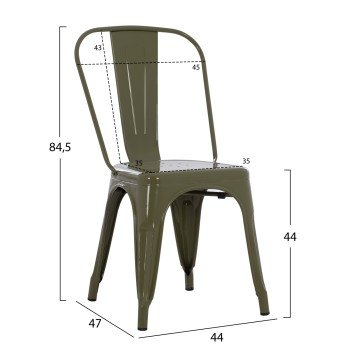 ΚΑΡΕΚΛΑ ΜΕΤΑΛΛΙΚΗ MELITA-PRO HM8641.43 ΣΕ DARK OLIVE GREEN 44x47x84.5Υεκ.