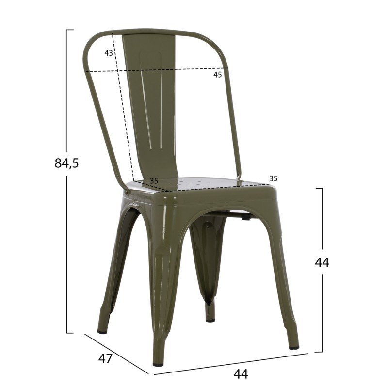 ΚΑΡΕΚΛΑ ΜΕΤΑΛΛΙΚΗ MELITA-PRO HM8641.43 ΣΕ DARK OLIVE GREEN 44x47x84.5Υεκ.