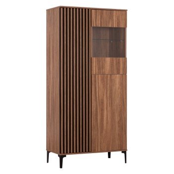 ΒΙΤΡΙΝΑ ΣΕΙΡΑ HARRY HM18011.01 ΜΕΛΑΜΙΝΗ ΣΚΟΥΡΟ ΦΥΣΙΚΟ ΞΥΛΟΥ-ΜΑΥΡΟ 90x40x185Υεκ.