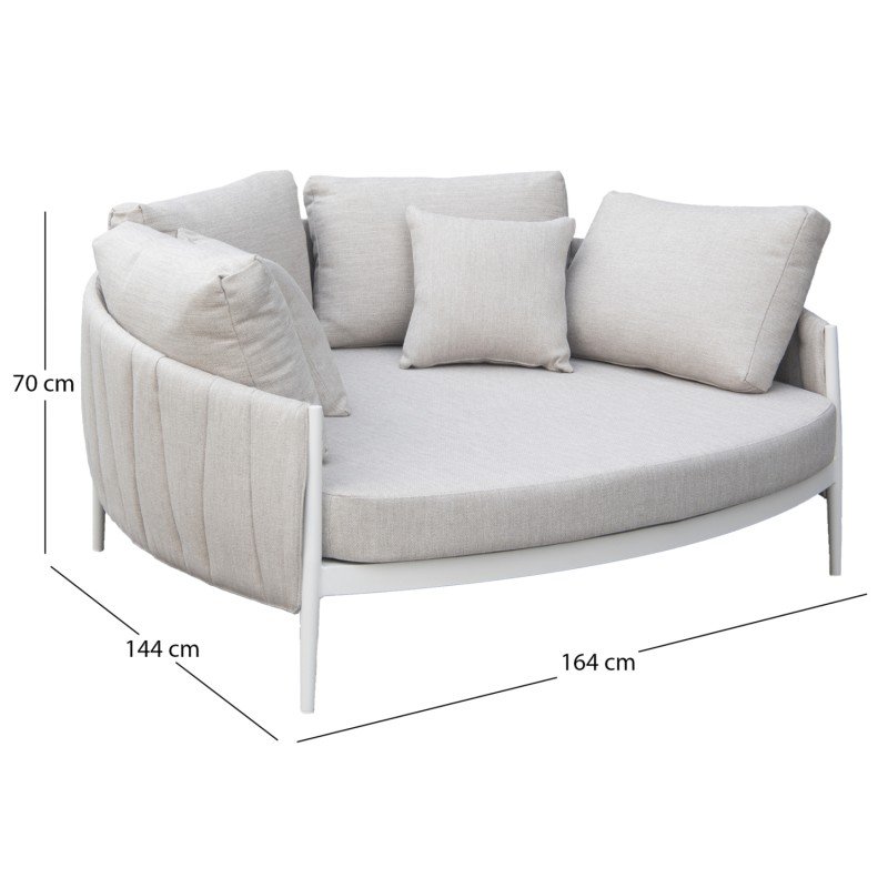 DAYBED 2ΘΕΣΙΟ MAVERICK HM6216.02 ΑΛΟΥΜΙΝΙΟ ΚΡΕΜ-ΜΠΕΖ OLEFIN & STRAPS 164x144x70Υ