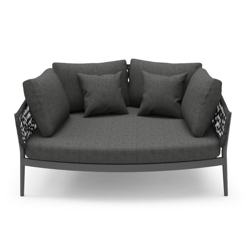 DAYBED 2ΘΕΣΙΟ ΣΕΙΡΑ CAMELLIA HM6217.01 ΣΚΟΥΡΟ ΓΚΡΙ ΑΛΟΥΜΙΝΙΟ-P.E.ΣΧΟΙΝΙ-OLEFIN 164x144x70Υεκ.