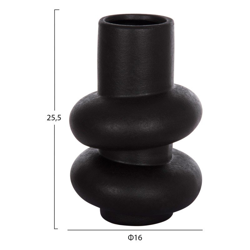 ΕΠΙΤΡΑΠΕΖΙΟ ΚΕΡΑΜΙΚΟ ΔΙΑΚΟΣΜΗΤΙΚΟ ROOK HM4627.02 ΜΑΥΡΟ ΜΑΤ Φ16x25,5Υεκ