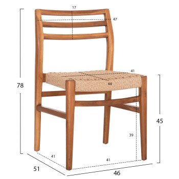 ΚΑΡΕΚΛΑ ΤΡΑΠΕΖΑΡΙΑΣ HERRIN HM18231 ΞΥΛΟ TEAK-ΣΧΟΙΝΙ VIRO 46x51x78Υεκ.