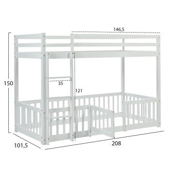 ΠΑΙΔΙΚΗ ΚΟΥΚΕΤΑ τ.MONTESSORI ΜΕ ΠΑΡΚΑΚΙ PLAYKID HM703.03 ΞΥΛΟ ΠΕΥΚΟΥ ΛΕΥΚΟ ΓΙΑ 190x90εκ