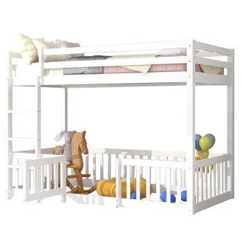 ΠΑΙΔΙΚΗ ΚΟΥΚΕΤΑ τ.MONTESSORI ΜΕ ΠΑΡΚΑΚΙ PLAYKID HM703.03 ΞΥΛΟ ΠΕΥΚΟΥ ΛΕΥΚΟ ΓΙΑ 190x90εκ