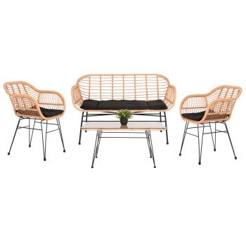 ΣΕΤ ΣΑΛΟΝΙ ΕΞΩΤΕΡΙΚΟΥ ΧΩΡΟΥ 4ΤΜΧ ALLEGRA HM21052 WICKER-ΜΕΤΑΛΛΟ