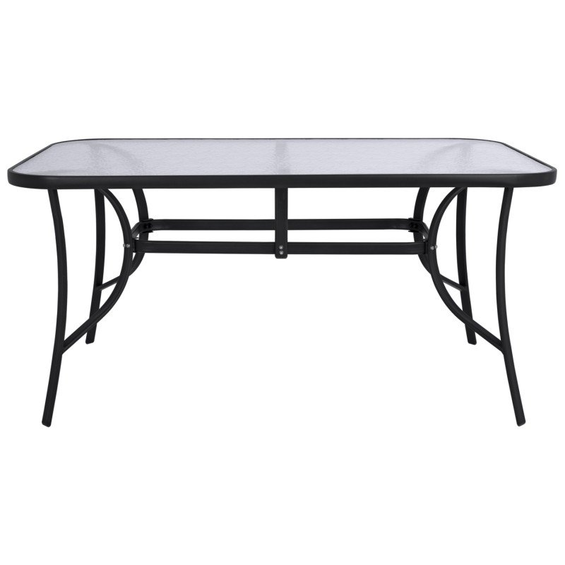 ΤΡΑΠΕΖΙ BRUNO 150X90Χ72Υεκ. ΜΕΤΑΛΛΙΚΟ ΜΑΥΡΟ ΜΕ ΓΥΑΛΙΝΗ ΕΠΙΦΑΝΕΙΑ HM5145.03