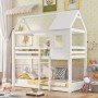 ΠΑΙΔΙΚΗ ΚΟΥΚΕΤΑ ΣΠΙΤΑΚΙ  τ.MONTESSORI HOOD HM705.03 ΞΥΛΟ ΠΕΥΚΟΥ ΣΕ ΛΕΥΚΟ-ΣΤΡΩΜΑΤΑ 190x90εκ
