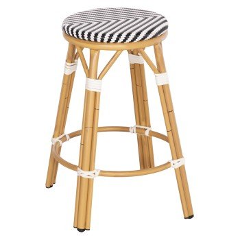 ΣΚΑΜΠΟ ΑΛΟΥΜΙΝΙΟΥ ΜΕΣ.ΥΨΟΥΣ CHINO HM6286.03 BAMBOO LOOK & TEXTILENE ΜΑΥΡΟ 43x43x65Υεκ