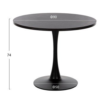 ΤΡΑΠΕΖΙ ΤΡΑΠΕΖΑΡΙΑΣ ROLLO HM9421.12 ΣΤΡΟΓΓΥΛΟ BLACK MARBLE Φ90x74Υεκ.