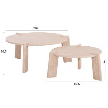 ΣΕΤ 2ΤΜΧ ΤΡΑΠΕΖΙΑ ΣΑΛΟΝΙΟΥ EQUIL HM9943.01 MDF ΜΕ ΜΕΛΑΜΙΝΗ-ΦΥΣΙΚΟ 66x66εκ + 87x87εκ