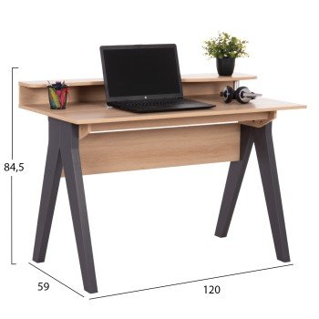 ΓΡΑΦΕΙΟ KRONEL HM18293 ΜΕΛΑΜΙΝΗ ΣΕ SONAMA-ΓΚΡΙ 120x59x84,5Υεκ.