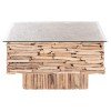 ΤΡΑΠΕΖΙ ΣΑΛΟΝΙΟΥ ΤΕΤΡΑΓΩΝΟ SPARROW HM9960 DRIFTWOOD--ΓΥΑΛΙ 95x95x51,5Υεκ.