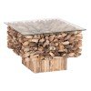 ΤΡΑΠΕΖΙ ΣΑΛΟΝΙΟΥ ΤΕΤΡΑΓΩΝΟ SPARROW HM9961 DRIFTWOOD--ΓΥΑΛΙ 75x75x51Υεκ.