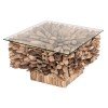 ΤΡΑΠΕΖΙ ΣΑΛΟΝΙΟΥ ΤΕΤΡΑΓΩΝΟ SPARROW HM9961 DRIFTWOOD--ΓΥΑΛΙ 75x75x51Υεκ.