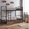ΚΟΥΚΕΤΑ FLOOR HM21122 ΜΕΤΑΛΛΙΚΗ ΜΑΥΡΗ ΜΕ 2 ΕΠΙΔΑΠΕΔΙΑ ΣΥΡΤΑΡΙΑ ΚΑΦΕ 200x91,5x177,5Yεκ.