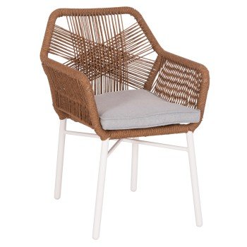 ΠΟΛΥΘΡΟΝΑ TOPIN HM6048.11 ΑΛΟΥΜΙΝΙΟ ΛΕΥΚΟ-P.E. RATTAN ΜΠΕΖ 59x63x81Υεκ