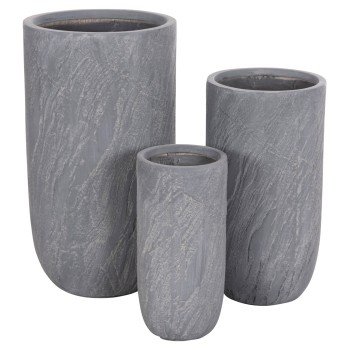 ΣΕΤ 3ΤΜΧ ΓΛΑΣΤΡΕΣ ΚΥΛΙΝΔΡΟΙ ΣΕΙΡΑ GARDENER HM4720 FIBERCLAY-ΧΡΩΜΑ CEMENT Φ44x79Υεκ