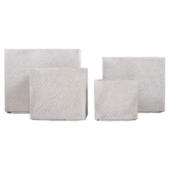 ΣΕΤ 4ΤΜΧ ΓΛΑΣΤΡΕΣ ΤΕΤΡΑΓΩΝΕΣ GARDENER HM4730 FIBERCLAY ΓΚΡΙ CEMENT 37x37x32Υεκ.