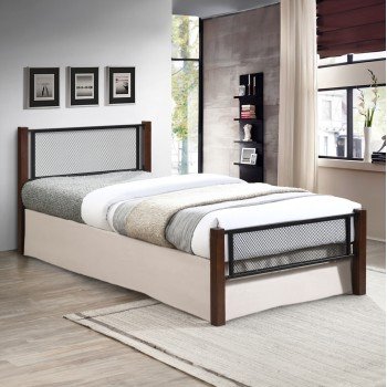 ΚΡΕΒΑΤΙ ΜΟΝΟ RAYVEN HM689 RUBBERWOOD ΣΕ DIRTY OAK-ΜΕΤΑΛΛΟ ΣΕ ΜΑΥΡΟ--ΓΙΑ 90x190εκ