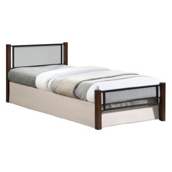 ΚΡΕΒΑΤΙ ΜΟΝΟ RAYVEN HM689 RUBBERWOOD ΣΕ DIRTY OAK-ΜΕΤΑΛΛΟ ΣΕ ΜΑΥΡΟ--ΓΙΑ 90x190εκ