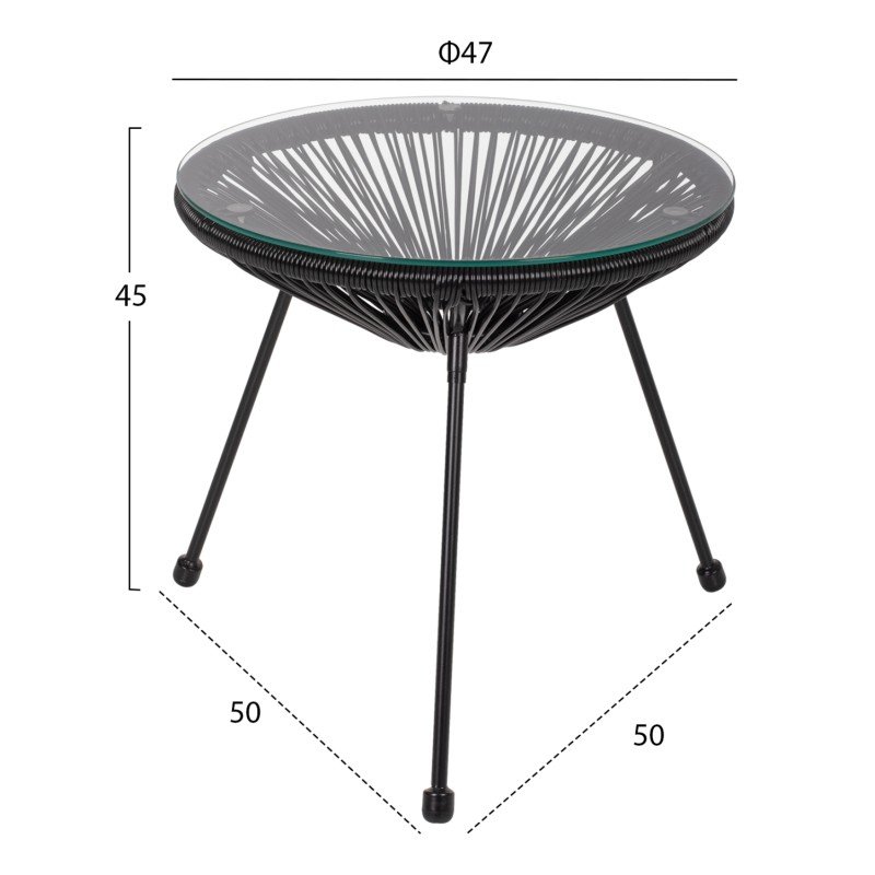ΣΕΤ ΤΡΑΠΕΖΑΡΙΑΣ 3ΤΜΧ HM11871 ΜΕΤΑΛΛΟ & RATTAN ΣΕ ΜΑΥΡΟ ΧΡΩΜΑ
