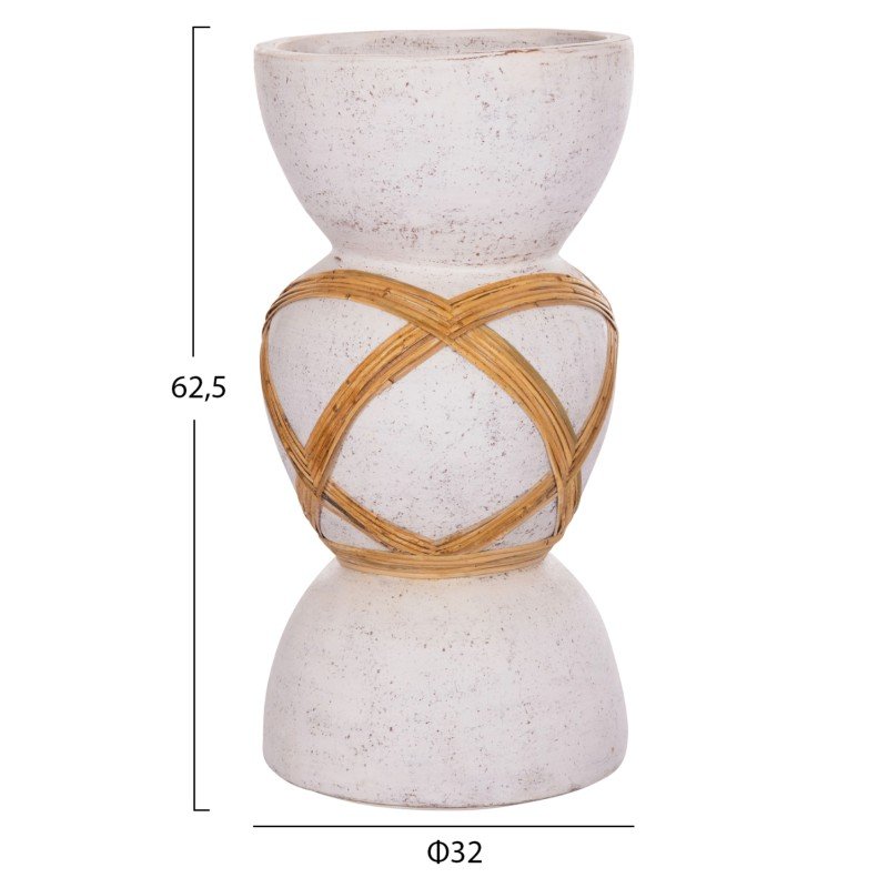 ΔΙΑΚΟΣΜΗΤΙΚΟ ΒΑΖΟ ΔΑΠΕΔΟΥ MAYNARD HM4672.02L TERRACOTTA ΛΕΥΚΟ--RATTAN Φ32x62.5Υεκ.