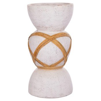 ΔΙΑΚΟΣΜΗΤΙΚΟ ΒΑΖΟ ΔΑΠΕΔΟΥ MAYNARD HM4672.02L TERRACOTTA ΛΕΥΚΟ--RATTAN Φ32x62.5Υεκ.