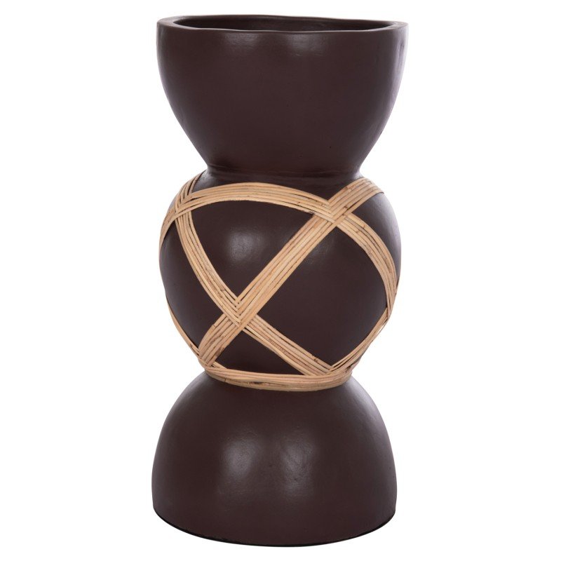 ΔΙΑΚΟΣΜΗΤΙΚΟ ΒΑΖΟ ΔΑΠΕΔΟΥ MAYNARD HM4672.07L TERRACOTTA ΣΟΚΟΛΑΤΙ-RATTAN Φ32x62.5Υεκ