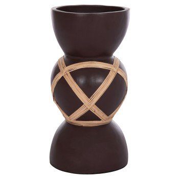 ΔΙΑΚΟΣΜΗΤΙΚΟ ΒΑΖΟ ΔΑΠΕΔΟΥ MAYNARD HM4672.07L TERRACOTTA ΣΟΚΟΛΑΤΙ-RATTAN Φ32x62.5Υεκ