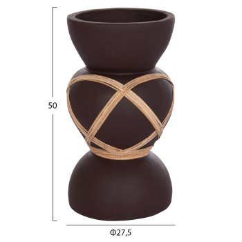 ΔΙΑΚΟΣΜΗΤΙΚΟ ΒΑΖΟ ΔΑΠΕΔΟΥ MAYNARD HM4672.07S TERRACOTTA ΣΟΚΟΛΑΤΙ-RATTAN Φ27.5x50Υεκ