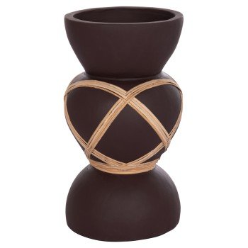 ΔΙΑΚΟΣΜΗΤΙΚΟ ΒΑΖΟ ΔΑΠΕΔΟΥ MAYNARD HM4672.07S TERRACOTTA ΣΟΚΟΛΑΤΙ-RATTAN Φ27.5x50Υεκ