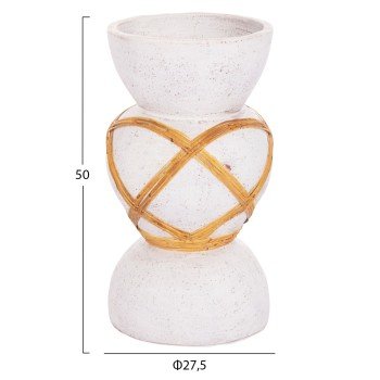 ΔΙΑΚΟΣΜΗΤΙΚΟ ΒΑΖΟ ΔΑΠΕΔΟΥ MAYNARD HM4672.02S TERRACOTTA ΛΕΥΚΟ--RATTAN Φ27.5x50Υεκ