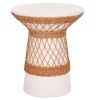 ΒΟΗΘΗΤΙΚΟ ΤΡΑΠΕΖΙ ΣΤΡΟΓΓΥΛΟ DELIA HM18167.02 FIBER CEMENT ΛΕΥΚΟ & RATTAN Φ40x45Υεκ