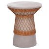 ΒΟΗΘΗΤΙΚΟ ΤΡΑΠΕΖΙ ΣΤΡΟΓΓΥΛΟ DELIA HM18167.03 FIBER CEMENT ΓΚΡΙ & RATTAN Φ40x45Υεκ