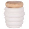 ΣΚΑΜΠΟ PUFFAT HM18172.02 FIBER CEMENT ΛΕΥΚΟ- ΞΥΛΟ TEAK TOP Φ45x46Υεκ.
