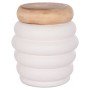 ΣΚΑΜΠΟ PUFFAT HM18172.02 FIBER CEMENT ΛΕΥΚΟ- ΞΥΛΟ TEAK TOP Φ45x46Υεκ.