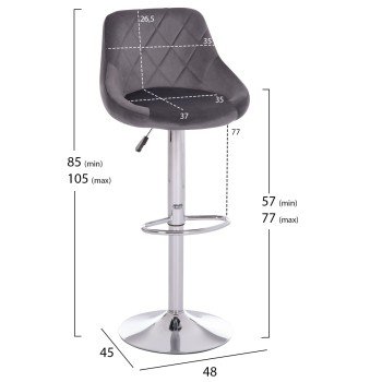 ΣΚΑΜΠΟ ΜΠΑΡ ROSE HM204.41 ΜΕ ΑΜΟΡΤΙΣΕΡ ΧΡΩΜΙΟΥ & ΓΚΡΙ ΒΕΛΟΥΔΟ 48x45x105Υεκ.