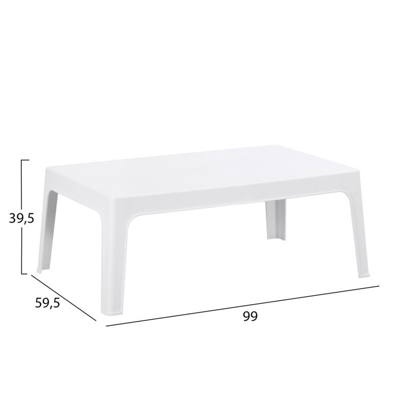 ΤΡΑΠΕΖΑΚΙ ΟΡΘΟΓΩΝΙΟ SLEEK HM6367.01 ΠΟΛΥΠΡΟΠΥΛΕΝΙΟ ΣΕ ΛΕΥΚΟ 105x64x40Υεκ.