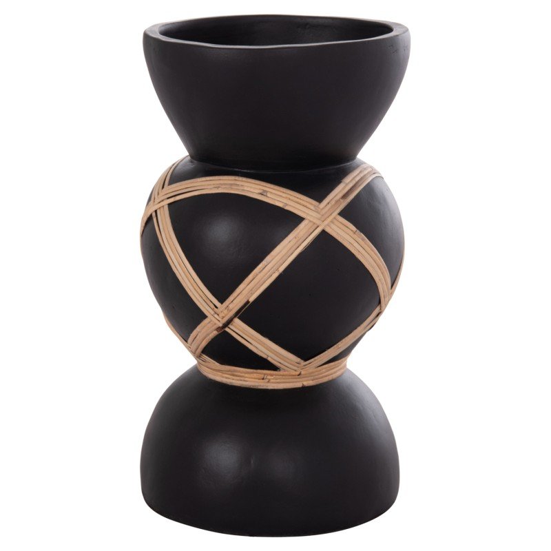 ΔΙΑΚΟΣΜΗΤΙΚΟ ΒΑΖΟ ΔΑΠΕΔΟΥ MAYNARD HM4672.01S TERRACOTTA ΜΑΥΡΟ-RATTAN Φ27.5x50Υ