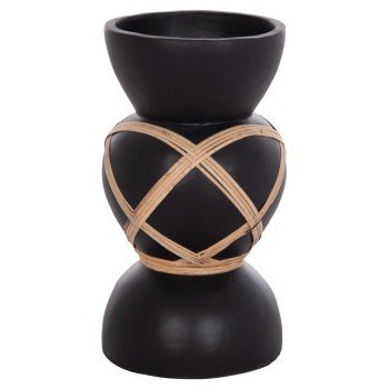 ΔΙΑΚΟΣΜΗΤΙΚΟ ΒΑΖΟ ΔΑΠΕΔΟΥ MAYNARD HM4672.01S TERRACOTTA ΜΑΥΡΟ-RATTAN Φ27.5x50Υ