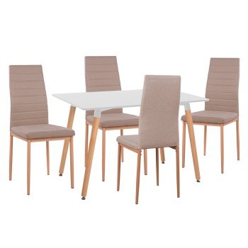 ΣΕΤ ΤΡΑΠΕΖΑΡΙΑΣ 5ΤΜΧ MINIMAL HM11767 ΛΕΥΚΟ MDF-ΜΠΕΖ ΥΦΑΣΜΑ