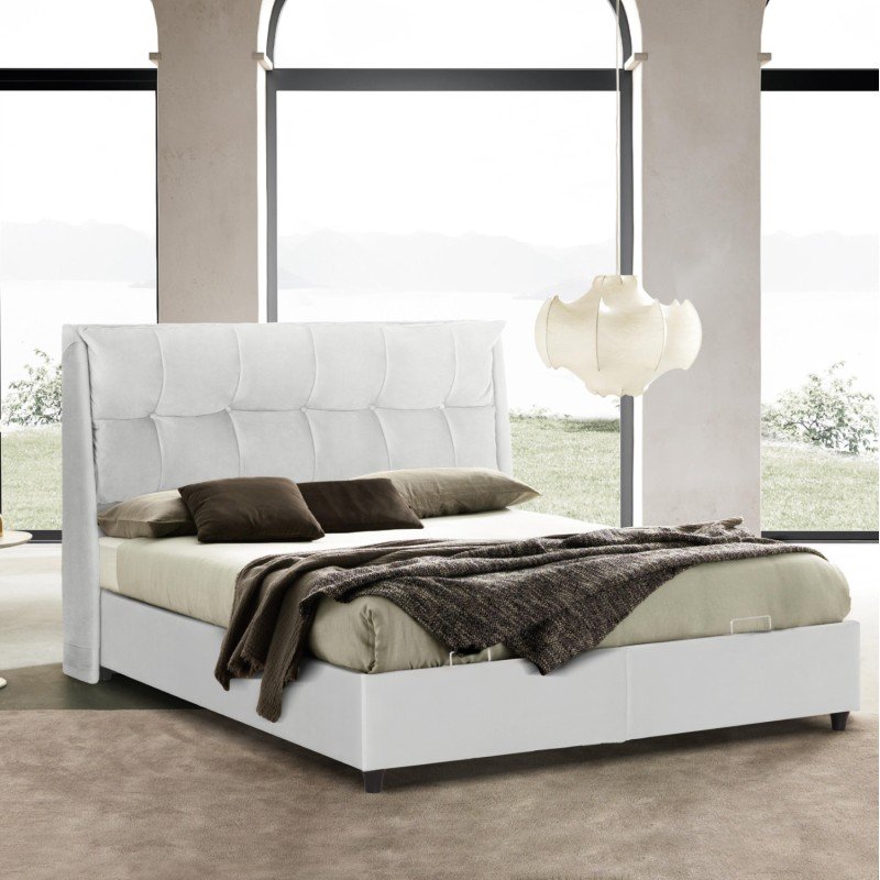 ΚΡEΒΑΤΙ ΜΕ ΑΠΟΘΗΚΕΥΤΙΚΟ ΧΩΡΟ DREAMLET HM716.03 ΛΕΥΚΟ TEDDY ΥΦΑΣΜΑ- ΓΙΑ ΣΤΡΩΜΑ 160x200εκ.
