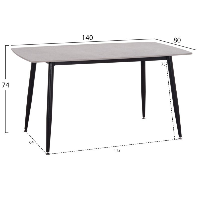 ΤΡΑΠΕΖΙ RAVEN HM18149.13 ΚΕΡΑΜΙΚΟ TOP ΜΕ ΟΨΗ ΓΚΡΙ ΜΑΡΜΑΡΟ 140x80x74Υεκ.