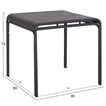 ΤΡΑΠΕΖΙ ΤΕΤΡΑΓΩΝΟ ΑΛΟΥΜΙΝΙΟΥ RACHEL HM6338.01 ΓΚΡΙ 80x80x76Υεκ.